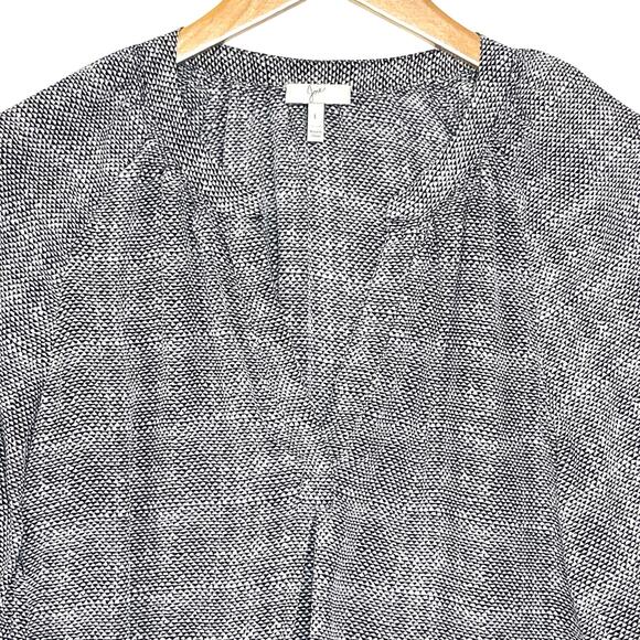 JOIE Women’s Black and White Silk Addy B 3/4 sleeve popover blouse - Picture 3 of 5